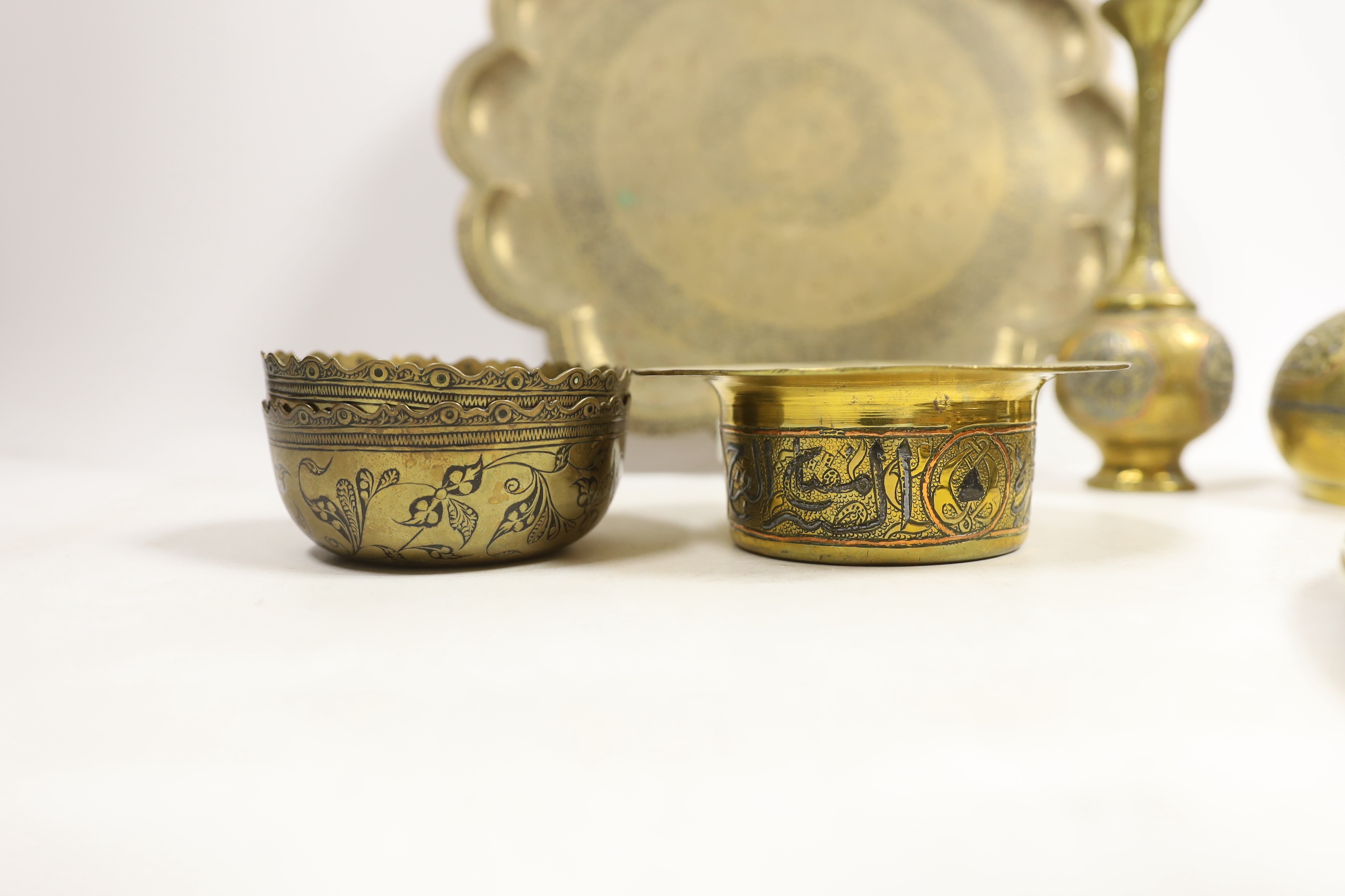 A group of Persian metal and brassware